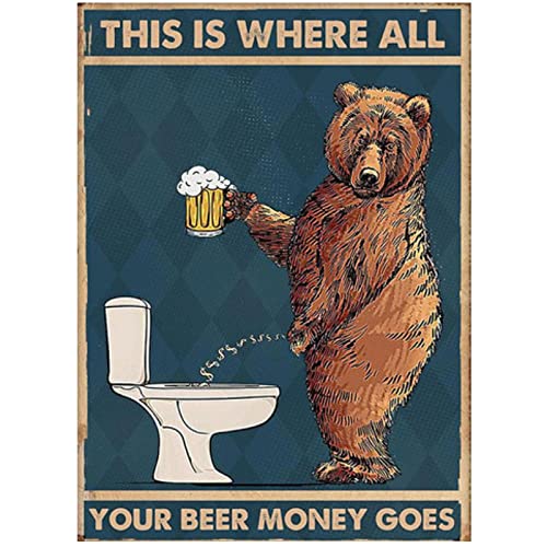 LXLXQ WC Leinwand Poster Grumpy Bear Trinken Bier Badezimmer Abstrakte Leinwand Wandkunst Wohnkultur （40x60cm/15.7×23.6inch） Rahmenlos von LXLXQ
