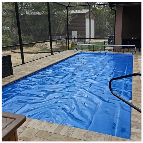 Abdeckplane Pool Groß Blau Pool-Solarabdeckung Viereckig, Wärmespeichernde Decke Für Erdverlegte & Oberirdische Schwimmbäder, 15.7mil Dick (Color : Blue, Size : 8x24ft/244x732cm) von LXLZYXSF