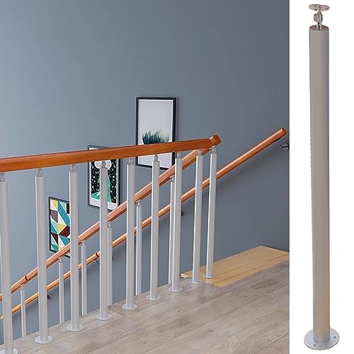 Geländer Dachboden Geländer Treppe Baluster-Pfosten Veranda-Stufen Geländer-Säule Mit Handlaufverbinder, Weiß Deck Geländer-Balustraden-Säule Für Innen Im Freien ( Color : Round , Size : 100cm/39.4inc von LXLZYXSF