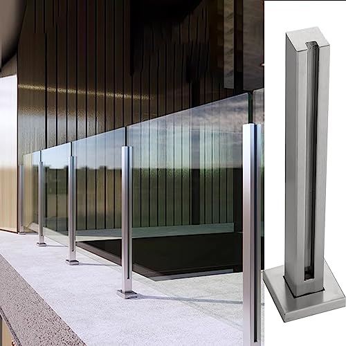 Glas Geländerpfosten Glashalter Edelstahl Abstandshalter Für Geländer Aus Gehärtetem Glas Paneel-Balustradenpfosten W / Schlitz, Terrasse Patio Tümpel Flure Treppe Zaunpfahl Quadrat 125 115 105 95 85 von LXLZYXSF