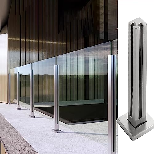 Glas Geländerpfosten Glashalter Edelstahl Abstandshalter Für Geländer Aus Gehärtetem Glas Paneel-Balustradenpfosten W / Schlitz, Terrasse Patio Tümpel Flure Treppe Zaunpfahl Quadrat 125 115 105 95 85 von LXLZYXSF