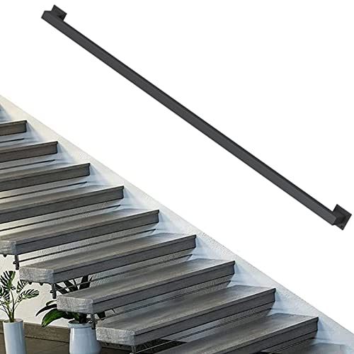 Handläufe für Treppen Außenveranda Treppenhaus Handlauf Greifleiste Für Ältere Eltern, Schwarz Modern Geländer An Der Wand, Rutschfest Iron Square Banister ( Color : Black , Size : 200cm/6.5ft Long ) von LXLZYXSF