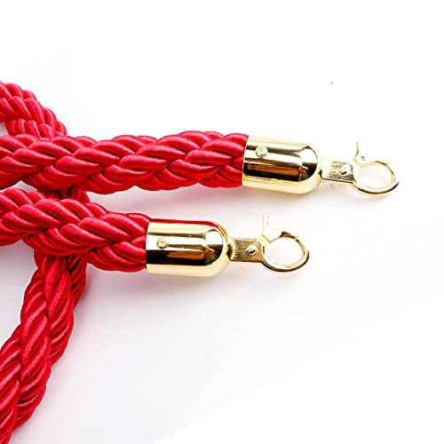 LXLZYXSF Absperrkordel 1.5 2 2.5 3 3.5 4 4.5 5 M Absperrseil, Rungenseil Geflochtenes Hanfseil Mit Vergoldeten Haken, Roter Teppich Einstellung (Color : 1 Pack, Size : 2.5m/8.2ft) von LXLZYXSF