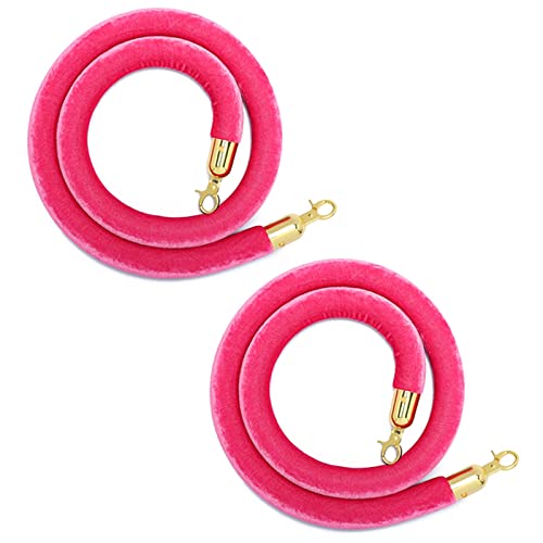 LXLZYXSF Absperrkordel Samt Hängendes Rungenseil Zum VIP-Tunnel, Kino, Hotels, Seilbarriere Zur Massenkontrolle Mit Goldfarbenen Haken, 2ST (Color : Pink, Size : 2m/6.5ft) von LXLZYXSF