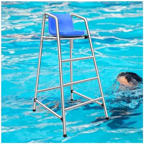 LXLZYXSF Pool Stuhl Hohe Stühle Für Rettungsschwimmer Draußen, Erwachsene Lebensrettender Stuhl Für Heim Pools Strand Dock, Rostfreier Stahl Schiedsrichterstuhl(Size:150cm/59in/4.9ft Tall) von LXLZYXSF