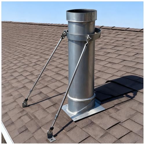 Schornsteinrohrhalterung Dachhalterungssatz - Stützt 25 22 20 18 16 14 12 10 Cm Lange Kaminofenrohre Für Stabilität. Edelstahl Wandrohrhalterung(Hoop Dia-130mm(13cm)) von LXLZYXSF