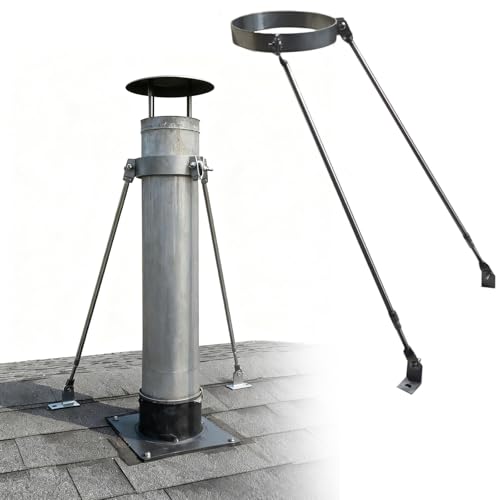 Schornsteinrohrhalterung Outdoor Hochleistungs- Rohrhalterung, Wand-/Dachkaminhalterungs-Set (Klemme Und Stange), Metall- Ofenrohr-Befestigungsklammer Mit Schrauben(Hoop Dia-250mm(25cm)) von LXLZYXSF