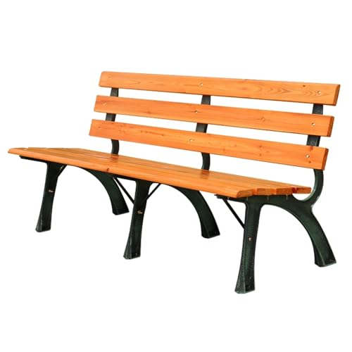 LXRHLIKG Gartenbank Wetterfest, Wetterfeste Sitzbank Outdoor mit Rückenlehne, 2–4 Sitzplätze, Massivholz & Gusseisen, für Veranda, Rasen, Balkon und Garten(180cm/71in) von LXRHLIKG