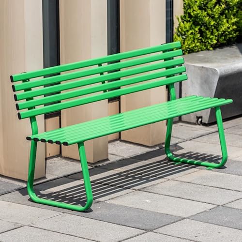 LXRHLIKG Gartenbank mit Rückenlehne, Moderne 2-4-Sitzer Gartenbänke Wetterfest, Bank Balkon Verzinktes Stahlrohr, Lattenrost, für Garten, Terrasse, Rasen, Außenpool(Green,180cm/71in) von LXRHLIKG