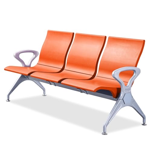 LXRHLIKG Wartezimmer Stühle, Besucherstuhl, 3-Sitzer Sitzbank für Wartezimmer aus Polyurethan für Büro, Flughafen, Klinik, Krankenhaus, Bank, Salon, Friseur(Orange) von LXRHLIKG