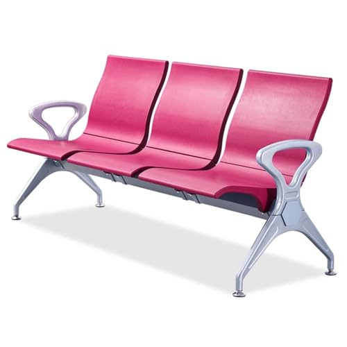 LXRHLIKG Wartezimmer Stühle, Besucherstuhl, 3-Sitzer Sitzbank für Wartezimmer aus Polyurethan für Büro, Flughafen, Klinik, Krankenhaus, Bank, Salon, Friseur(Pink) von LXRHLIKG