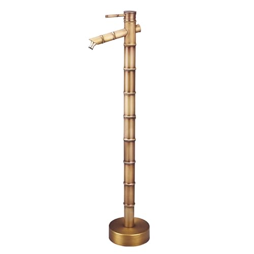 LXRHLIKG Wassersäule Garten aus Antikem Bambus, Komplett aus Kupfer, Dekorativer, Auf Dem Boden Montierter Frostschutzhahn für den Garten(87.5cm/34in) von LXRHLIKG