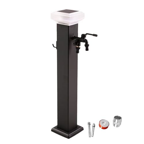 LXRHLIKG Wassersäule Garten mit Solarlicht, 304 Edelstahl, Frostsichere Vertikale Wasserzapfsäule Garten mit Hakendesign(80cm/31in) von LXRHLIKG
