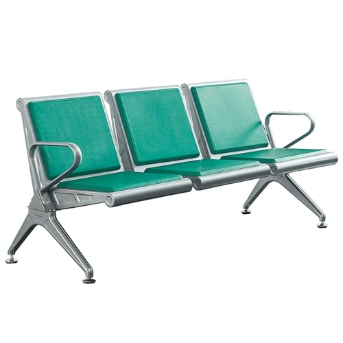 Wartezimmer Stühle, 3-Sitzer Besucher- & Konferenzstühle mit PU-Polsterung, Sitzbank für Wartezimmer mit Armlehne für Kliniken, Flughäfen, Salons, Banken, Friseursalons(Green) von LXRHLIKG