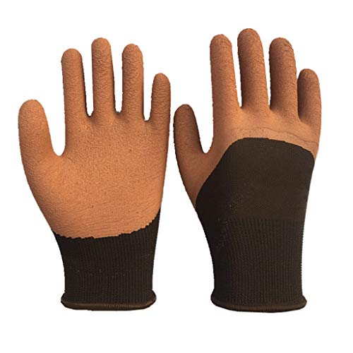 LXRZLS Mehrzweck-Arbeitshandschuhe Beschichtete Arbeitshandschuhe für BauherrenGummihandflächengerüste und Bauherren-ArbeitshandschuheBuilder Latex Rubber (Color : Brown) von LXRZLS