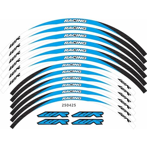 LXSKJ Karosserie Aufkleber Für Yamaha WR 250R WR 250F WR 450F Motorrad-Radaufkleber, Reflektierende Aufkleber, Felgenstreifen(Blue and Black) von LXSKJ