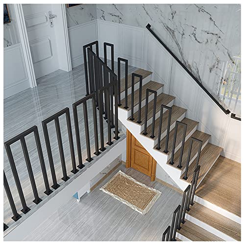 MAZHONG Handlauf Treppe Schwarz U Förmiges Treppengeländer Aus Schmiedeeisen Nordische Moderne für Villen, Balkone, Korridore, Innenräume Rutschfester Dekorativer Zaun Brüstungsgeländer(Size:65cm) von LXTBCG