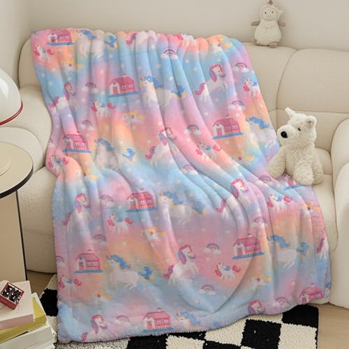 LXTOPN Decke Leuchtet im Dunkeln,Kinderdecke Einhorn Pattern,Kuscheldecke Leuchtende Decke für Kinder und Erwachsene Fluoreszierende von LXTOPN