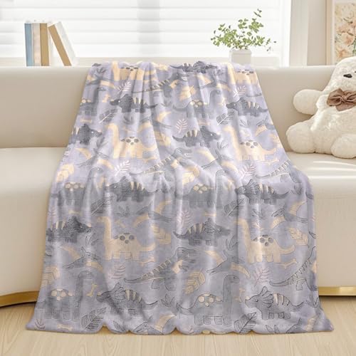 LXTOPN Kinderdecke für Kinder,leuchtet im Dunklen,Superweiche Flanell Sofa-Decke,Geschenk für Jungen und Mädchen von 1-10 Jahren (Grauer Dinosaurier, 150X200cm) von LXTOPN