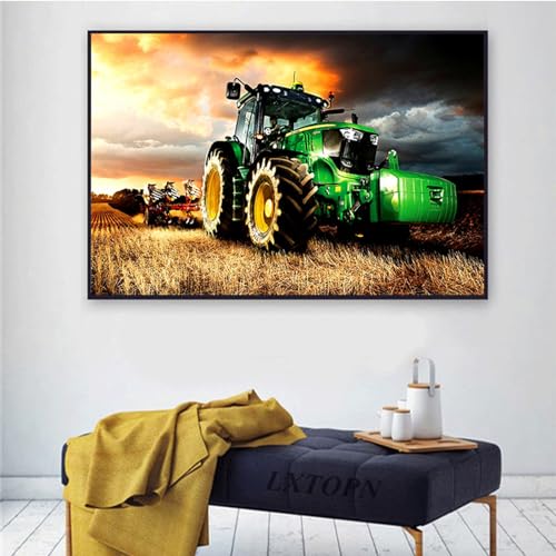 LXTOPN Maschine Traktor Bilder Leinwandbild,Landwirtschaft Ernte Landschaft Leinwand Malerei,Moderne HD Druck Poster Traktor leinwand Ölgemälde Dekor Kein Rahmen (A02, 70x105cm) von LXTOPN