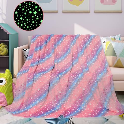 LXTOPN Sterne Decke Leuchtet Im Dunkeln Baby, 150x200 Kuscheldecke Kinder Flauschig, Flannel Mädchen Babydecke von LXTOPN