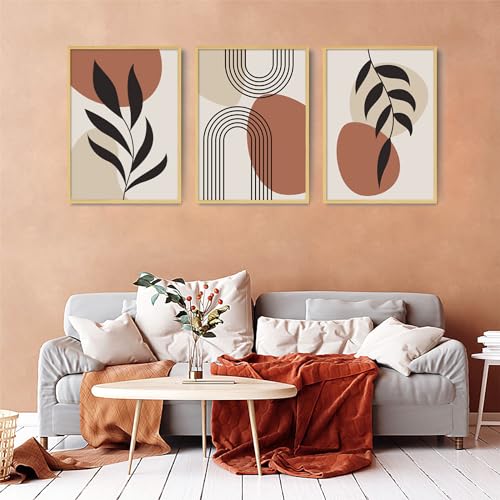 Poster Vintage Abstrakt Kunst Wandbilder Set,Stilvolle Matisse Kunstdruck Leinwandbild,Bilder für Wohnzimmer Schlafzimmer,ohne Rahmen. (Hellbraun,40x60cm*3) von LXTOPN