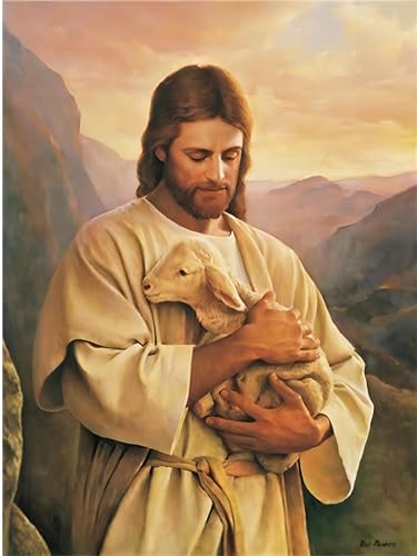 LXTOPN Jesus Bild Religion Wandkunst Leinwand Malerei, Jesus Und Ziegen Home Decor Wandbildert, Nordic Poster Und Drucke Christentum Wandbilder Für Wohnzimmer Kein Rahmen. (50x70cm) von LXTOPN