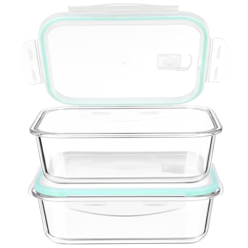 LXUDN Glasbehälter mit Deckel 2 x 1520ML - Glasdose mit Deckel BPA-Frei - Vorratsdosen Glas mit Deckel Mikrowelleengeschirr - Frischhaltedosen Glas mit Deckel Glasschüssel Set Aufbewahrungsbox Glas von LXUDN