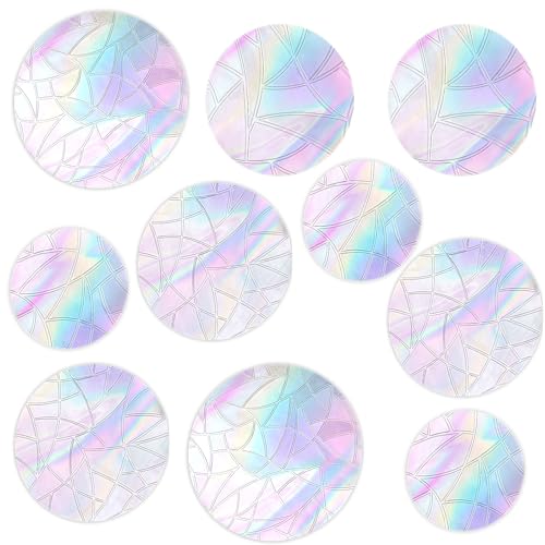 LXUEJIE Regenbogen Folie Fenster, 52 Stück Runden Suncatcher Sticker Sonnenfänger Anti-Kollision Vogelschutz Elektrostatisch Haftend PVC, Dekoration für Zuhause, Schule （4 Größen） von LXUEJIE