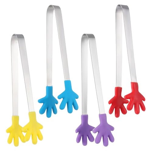 LXUEJIE 4 Stück Mini Zuckerzangen, Kleine Silikonzangen Edelstahl Lebensmittelzange Gebäckzange Süßigkeiten für Candy Bar Buffet Fingerfood Party Grill von LXUEJIE