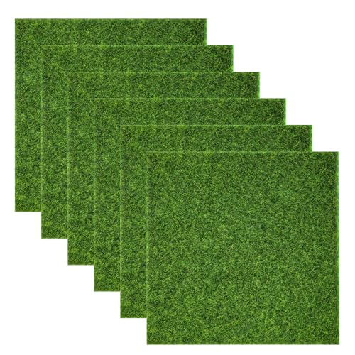 LXUEJIE 6 Stück 15 x 15cm Kunstrasen, Kunstrasen Teppich Miniatur deko Garten Künstliche Moos Deko für Basteln DIY Mikrolandschaft Puppenhaus von LXUEJIE