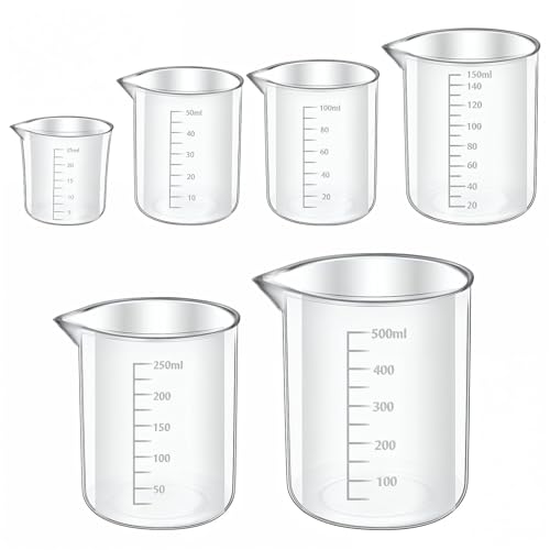 LXUEJIE 6 Stück Measuring Cups, Kunststoff Messbecher 25ml 50ml 100ml 150ml 250ml 500ml Präzisions Hitzebeständig Messbecher mit Skala für Labor Küche Waschmittel Chemikalien LXUEJIE 6 Stück Measuring Cups, Kunststoff Messbecher 25ml 50ml 100ml 150ml 250ml 500ml Präzisions Hitzebeständig Messbecher mit Skala für Labor Küche Waschmittel Chemikalien von LXUEJIE