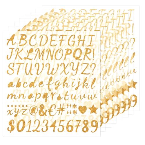 LXUEJIE 8 Blatt Buchstaben Zahlen Aufkleber Set, Klebebuchstaben Goldene Buchstaben Aufkleber Glitzer Zahlen Sticker für Hochzeit Geburtstag Briefkasten DIY Scrapbooking LXUEJIE 8 Blatt Buchstaben Zahlen Aufkleber Set, Klebebuchstaben Goldene Buchstaben Aufkleber Glitzer Zahlen Sticker für Hochzeit Geburtstag Briefkasten DIY Scrapbooking von LXUEJIE