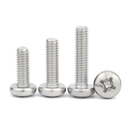 10 Stück, Länge: 6–150 mm, M6, Kreuzschlitz, PM-Flachrundkopf, A2–70 Edelstahl-Maschinenschraube (Color : 28mm X10, Size : M6) von LXURY