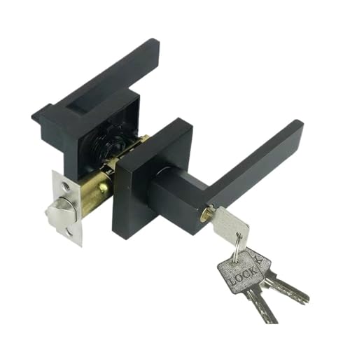 LXURY 1/2er-Pack Duty Keyed Entry Türgriff-Set Eingangsgriffset Mattschwarzes Finish Quadratische Türhebelschlösser(1pc) von LXURY