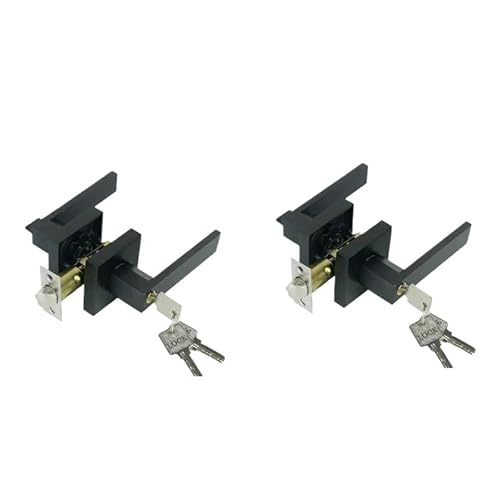 LXURY 1/2er-Pack Duty Keyed Entry Türgriff-Set Eingangsgriffset Mattschwarzes Finish Quadratische Türhebelschlösser(2pcs) von LXURY