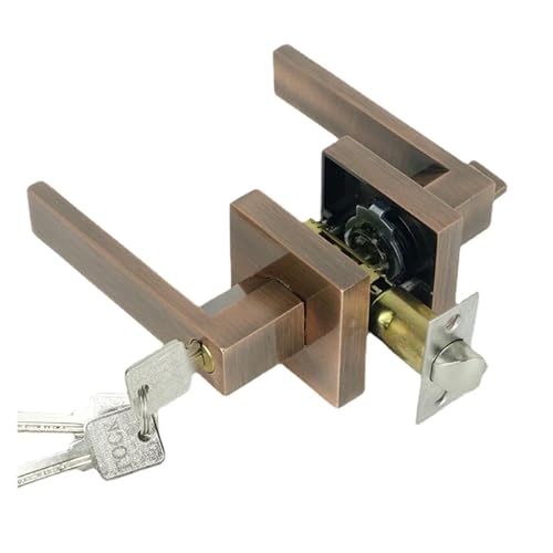 LXURY 1SET Türgriff Türgriffschloss Quadratkanal Sichtschutzmaske Innen Schlafzimmer Zimmer Badezimmer Drei-Bar Kugelschloss Hausschloss(Style 7) von LXURY