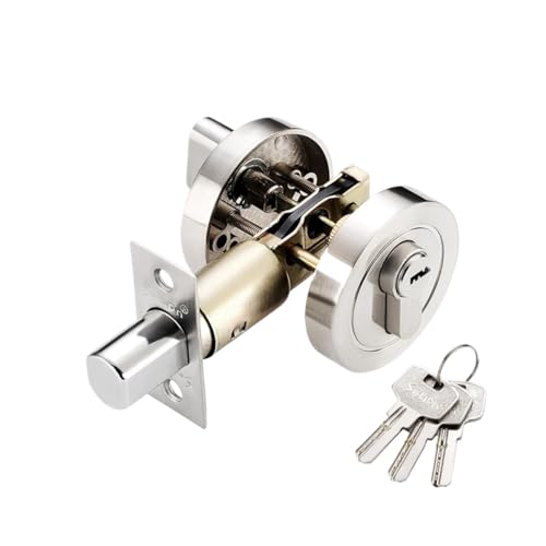 LXURY 1set Unsichtbares Türschloss mit Schlüssel Innen Schlafzimmer Haushalt Türriegel Rundschloss Holz/Eisen Tür Universal Anti-Diebstahl-Sicherheitsschlösser(Drawing Silver) von LXURY
