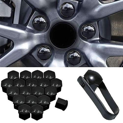 LXURY 20 Pcs Auto Radschraubenkappen FüR Golf 4 6 7 GTI Passat B5 B6, Radbolzen Radmutterkappe Radschrauben Radmuttern Abdeckkappe schutzkappe,B/Black-A/17mm von LXURY