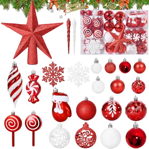 130 Stück Weihnachtskugel Ornamente Set,Christbaumkugeln Glitzer,Kunststoff Weihnachtsbaumkugeln Box mit Aufhänger,Christbaumkugeln Kunststoff,Weihnachtsbaumschmuck und -schmuck 130 Stück Weihnachtskugel Ornamente Set,Christbaumkugeln Glitzer,Kunststoff Weihnachtsbaumkugeln Box mit Aufhänger,Christbaumkugeln Kunststoff,Weihnachtsbaumschmuck und -schmuck von LXWINNER