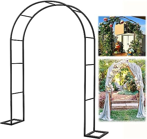 Gartenpavillon für verschiedene Kletterpflanzen Metallbogen mit Sockel Hochzeitsbogen Extra hohe Pergola Spalier Weinreben Bogen (Color : Black, Size : B350 * H220cm) von LXWKAI