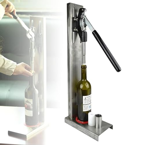 Weinflaschenverschluss-Pressmaschine, Bierflaschenverschluss-Werkzeug mit 2 POM-Hülsen, manuelle Verschlussmaschine für selbstgebrautes Bier und Erfrischungsgetränke, robuste, robuste Metall-Crimpza von LXWKAI