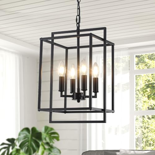 LXWNYY Modern Schwarz Kronleuchter Hängelampe Wohnzimmer, 4 Lichter Industrial Vintage Deckenlampe Hängelampe Esstisch, Höhenverstellbare Landhaus Esszimmerlampe Hängend Für Schlafzimmer Foyer Flur LXWNYY Modern Schwarz Kronleuchter Hängelampe Wohnzimmer, 4 Lichter Industrial Vintage Deckenlampe Hängelampe Esstisch, Höhenverstellbare Landhaus Esszimmerlampe Hängend Für Schlafzimmer Foyer Flur von LXWNYY