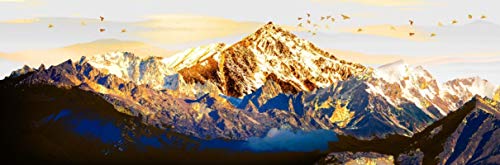 LXWWW Abstrakte Goldene Berge Leinwand Poster und Drucke Wandkunst Bilder Wohnzimmer Dekor 60X180cm Rahmenlos von LXWWW