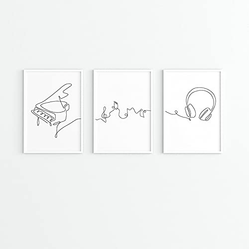 Minimalistische Musik Kunst Linie Zeichnung Plakate Abstrakt Klavier Wandkunst Leinwand Druck Kinderzimmer Bilder Schlafzimmer Dekorativ 40x50cmx3 Rahmenlos von LXWWW