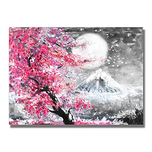 Mount Cherry Blossom Landscape Japan Leinwand Malerei Poster und Drucke Wandkunst Bild für Wohnzimmer Deoration 70x100cm rahmenlos von LXWWW