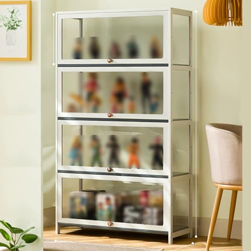 Vitrine für Sammlerstücke, Holzvitrine, Acryl-Vitrine, Acryl-Sammlungsvitrine, multifunktionale staubdichte Acryl-Vitrine, durchsichtige Vitrine für Wohnzimmer und Büro 4-floors-80cm B von LXXBDDM