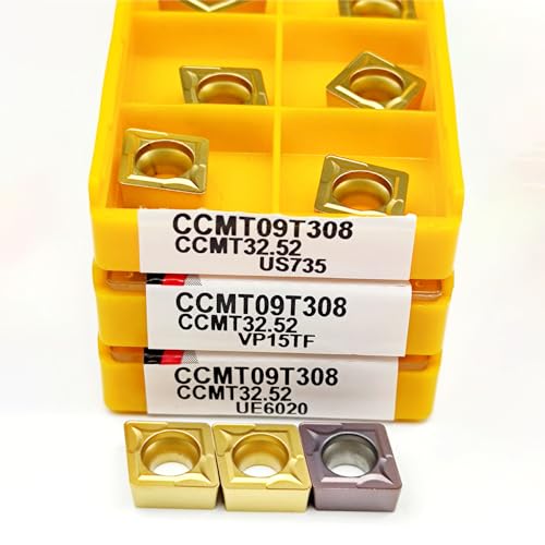 10 Stück Drehmaschine Hartmetalleinsätze 10 Stück CCMT09T308 VP15TF UE6020 US750 Außendrehen CCMT 09T308 Hartlegierungsklinge(CCMT09T308 VP15TF) von LXXOZ