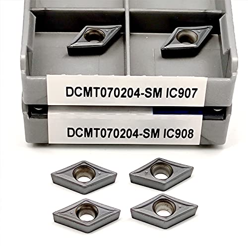 10 stücke Drehmaschine Teile Werkzeuge DCMT070204 SM IC907 IC908 Schneiden Drehen Einsatz DCMT 070204 Fräser CNC Hartmetall(DCMT070204 SM IC908) von LXXOZ