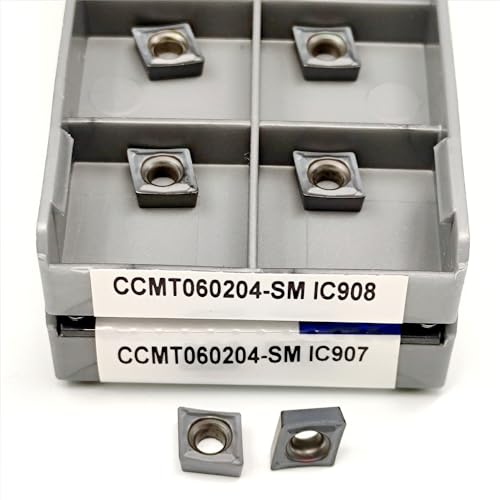 Hartmetalleinsätze CCMT060204 SM IC907 IC908 Nutendrehen Hartlegierungsklinge CCMT 060204 Außendurchmesser Schneidwerkzeug 10 Stück(CCMT060204 SM IC907) von LXXOZ